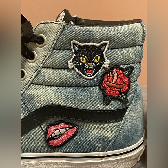 Vans Denim High-Top Sneakers - Black and Light Blue - Picture 3 of 6